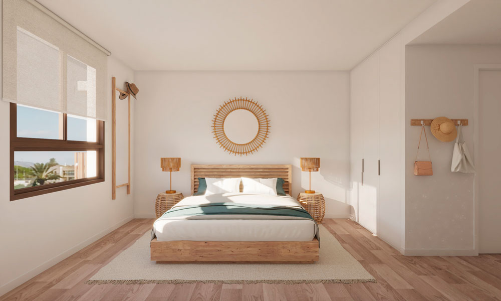 Dormitorio principal con acabados de calidad en Residencial Calarena