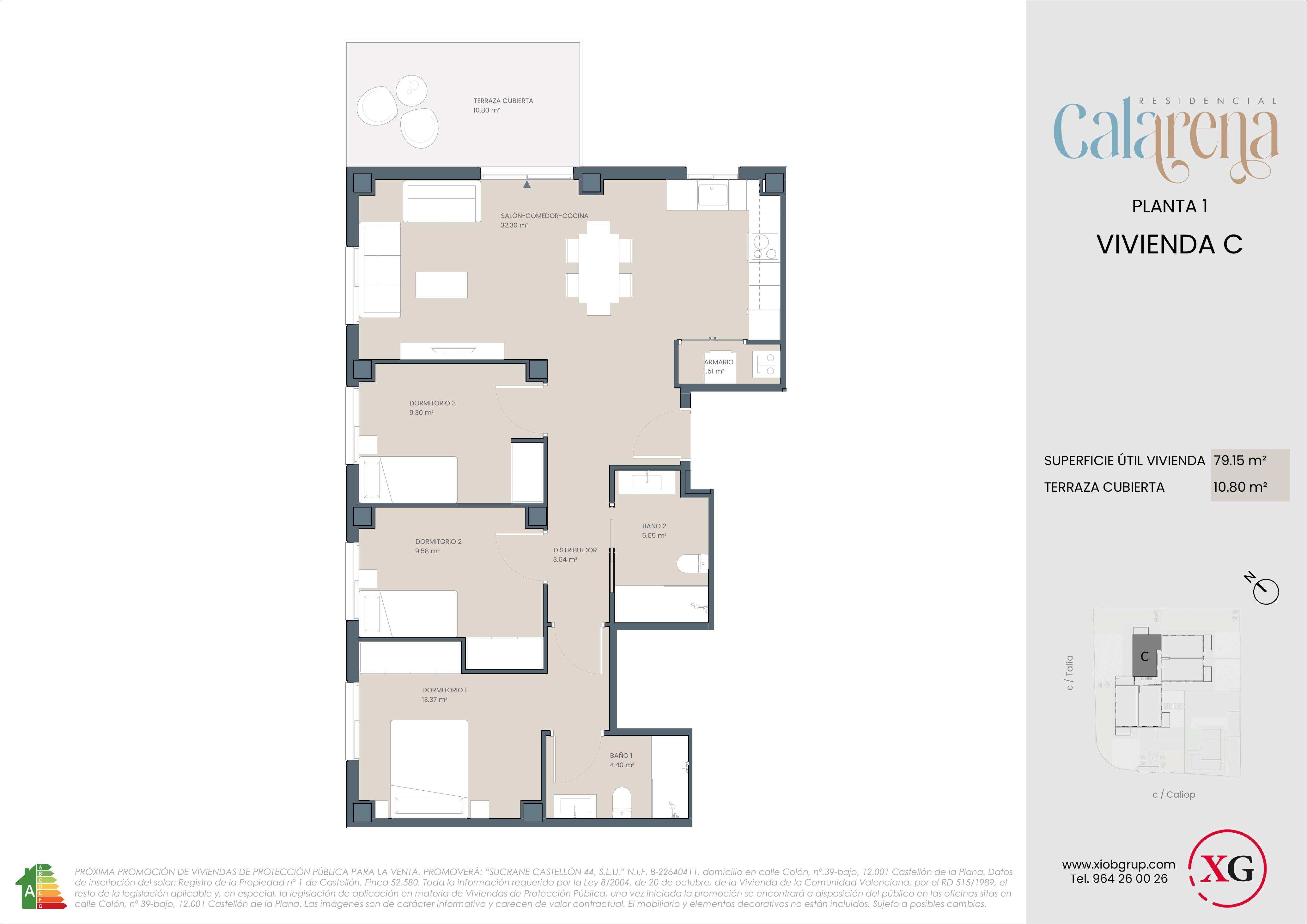 Plano Vivienda tipo C — Planta 1