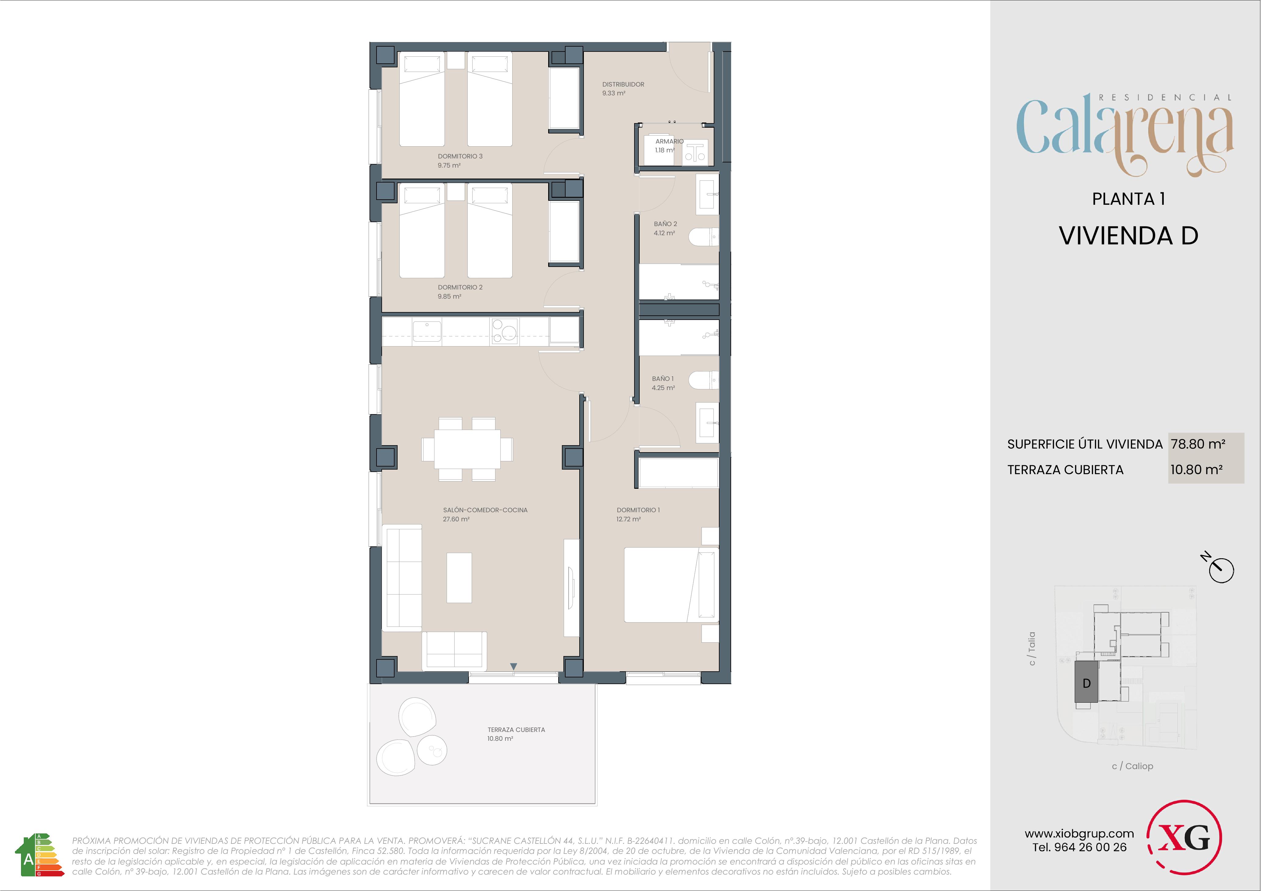 Plano Vivienda tipo D — Planta 1
