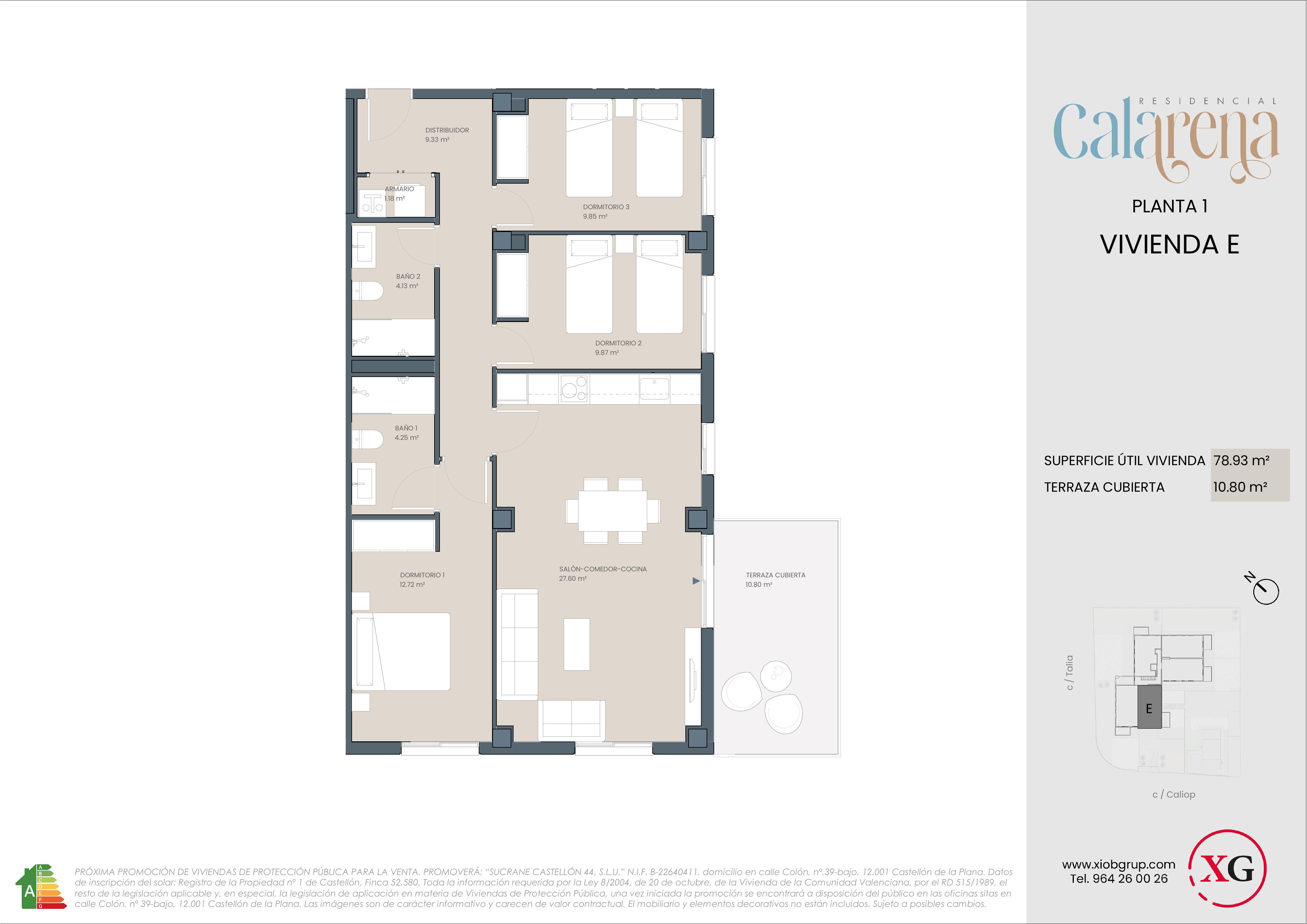 Plano Vivienda tipo E — Planta 1
