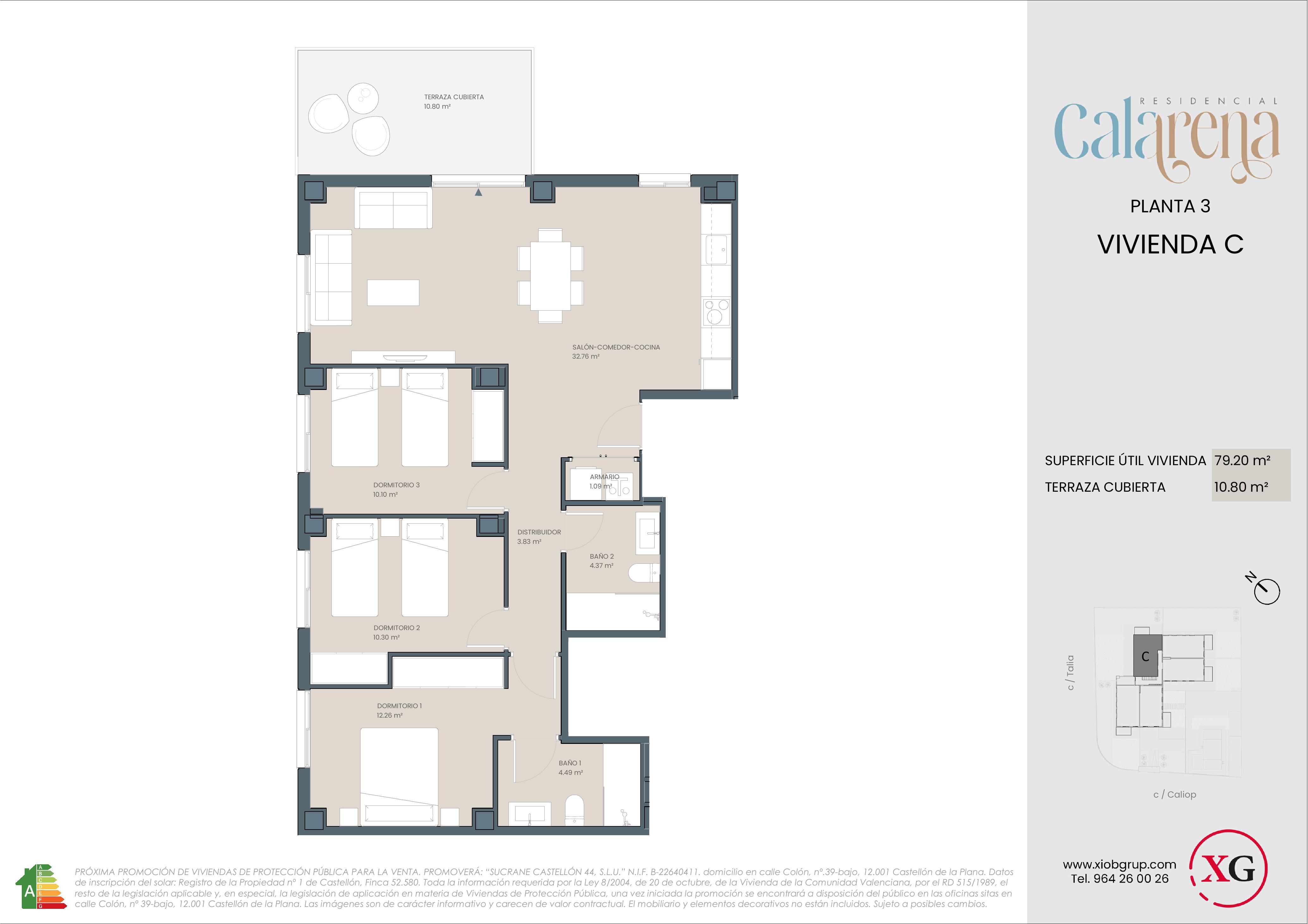 Plano Vivienda tipo C — Planta 3